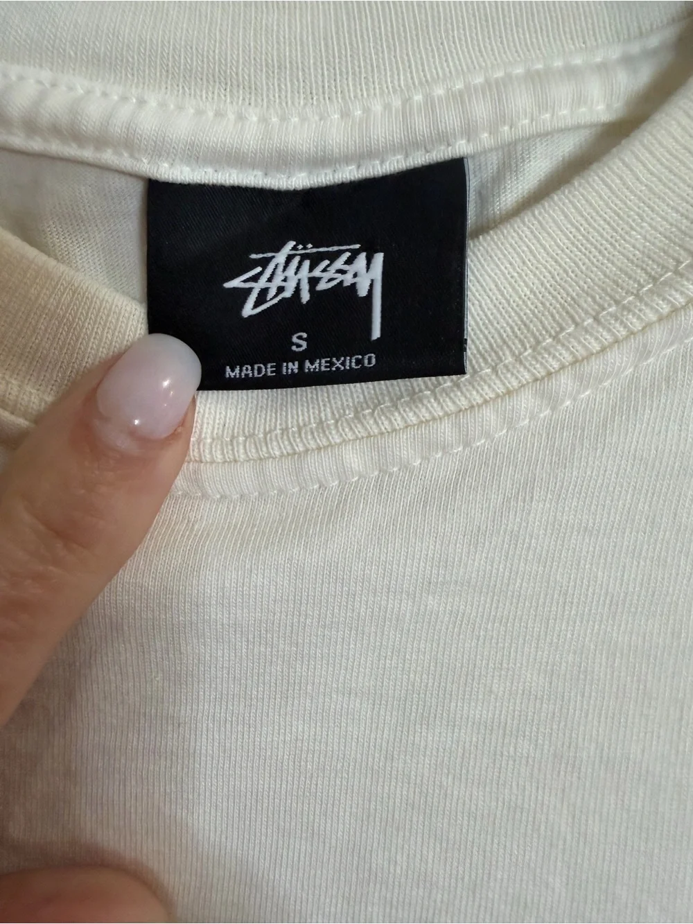 Stüssy Basic Crewneck T-Shirt Cream Off White 100% Cotton